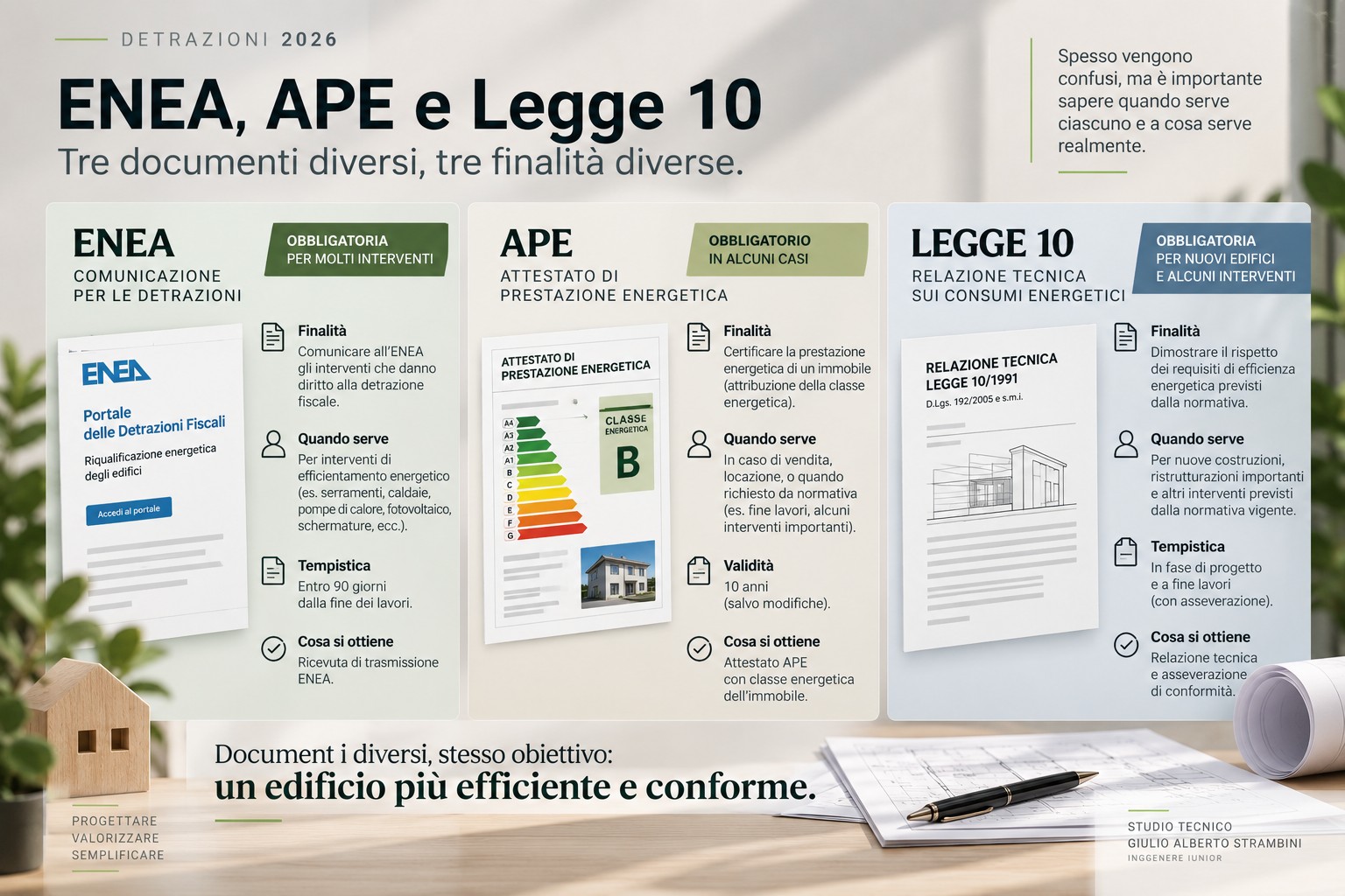 Differenze tra pratica ENEA, Attestato di Prestazione Energetica APE e relazione Legge 10
