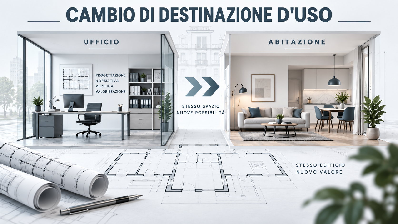 Cambio di destinazione d'uso da ufficio ad abitazione