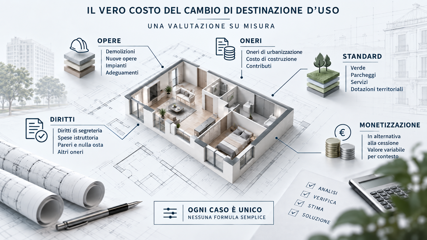 Costi del cambio di destinazione d'uso tra opere oneri standard e monetizzazione