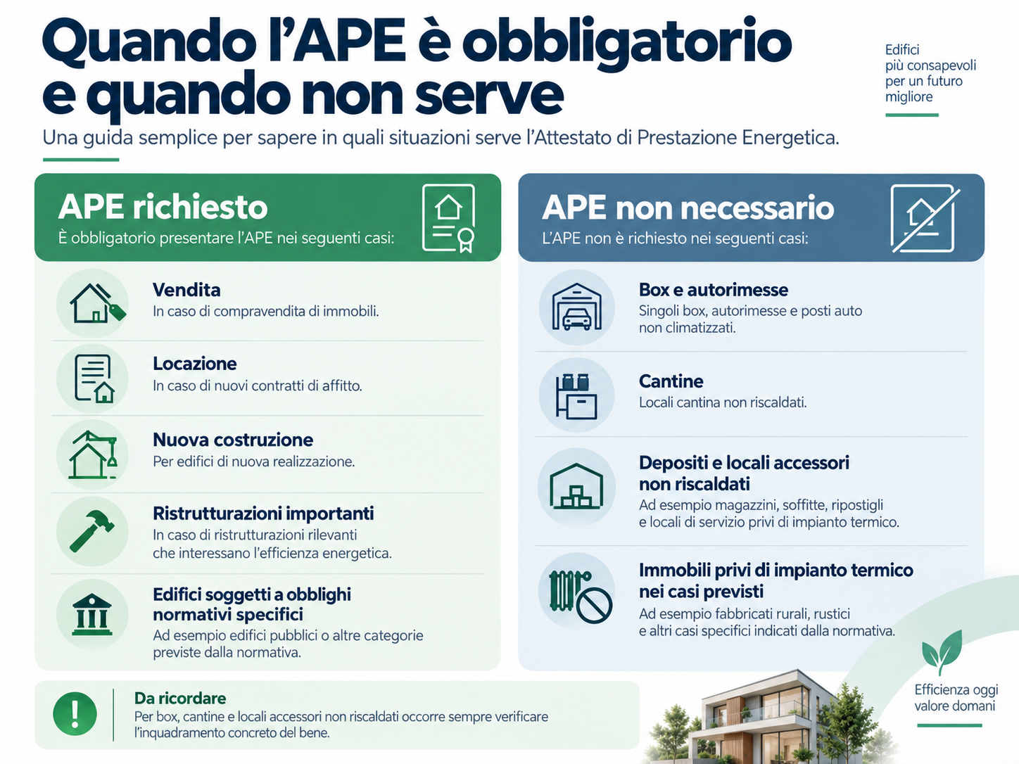 Quando l’APE è obbligatorio e quando non è necessario