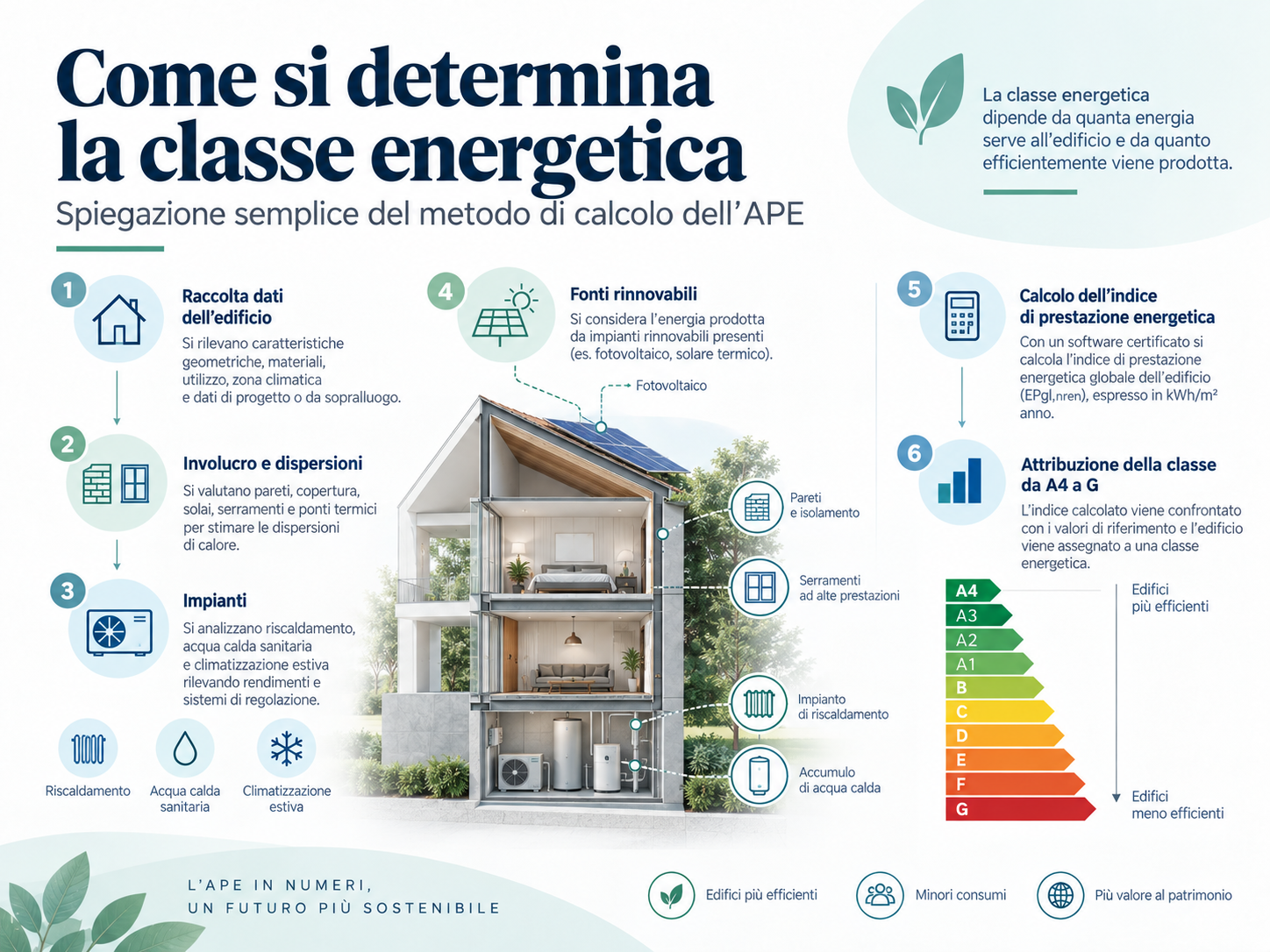 Come viene determinata la classe energetica di un edificio attraverso il calcolo APE